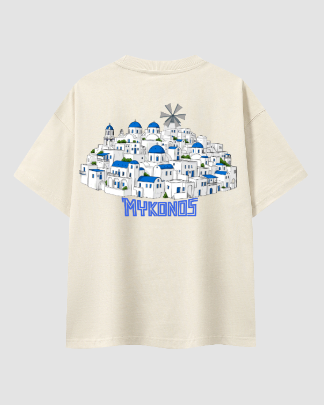 MYKONOS — t-shirt oversize architecture grecque JALVÈNE, coloris Orange Abricot