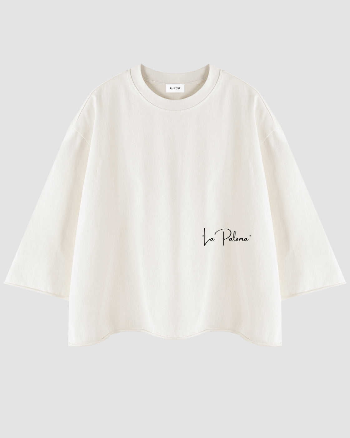 LA PALOMA — t-shirt boxy lavé minéral écru ourlet brut JALVÈNE