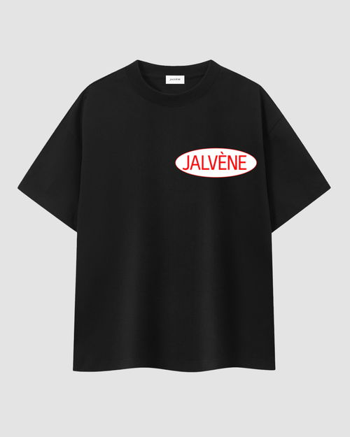 L'ESTAMPILLE — t-shirt oversize noir logo rouge vintage JALVÈNE, coloris Noir Encre