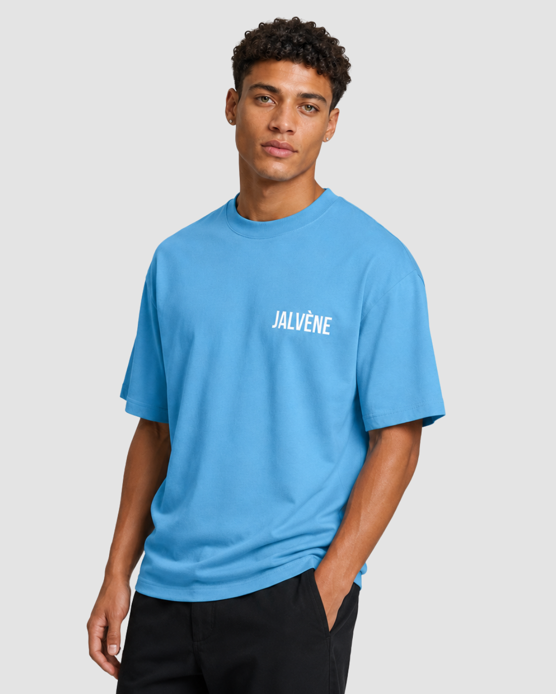 LE SOLEIL — t-shirt oversize jaune solaire signature JALVÈNE, coloris Bleu Mer