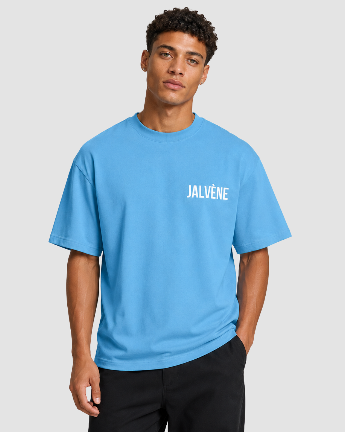 LE SOLEIL — t-shirt oversize jaune solaire signature JALVÈNE, coloris Bleu Mer