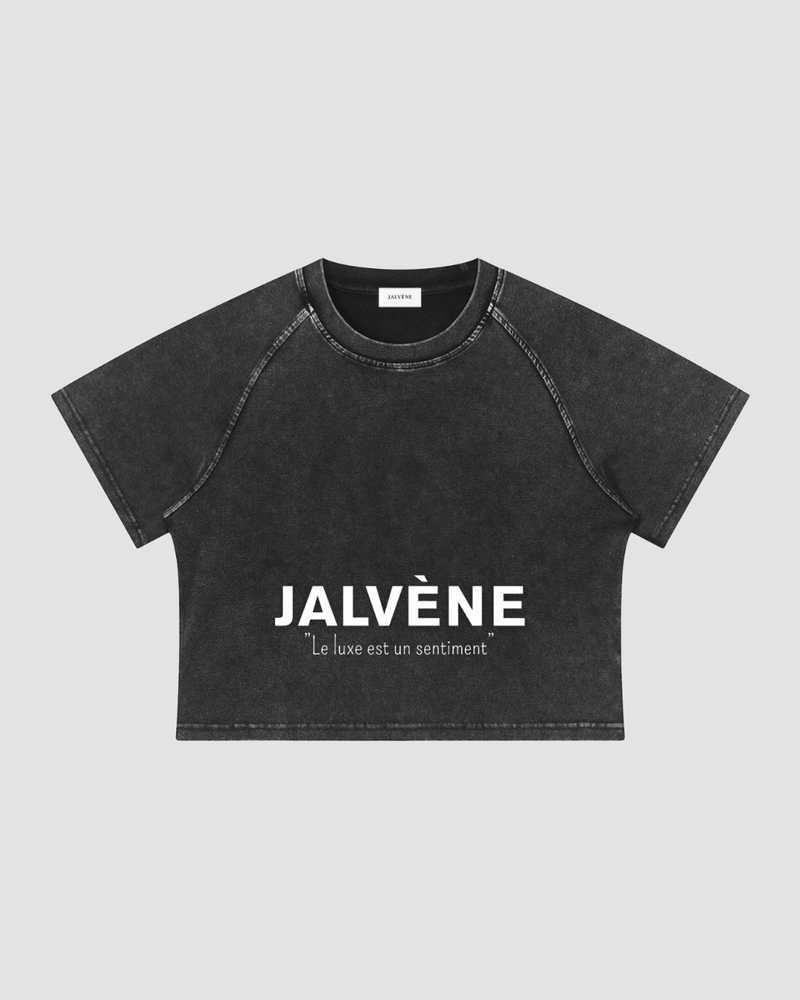 LA FIÈVRE — Crop Top Mineral Wash Noir Manifesto