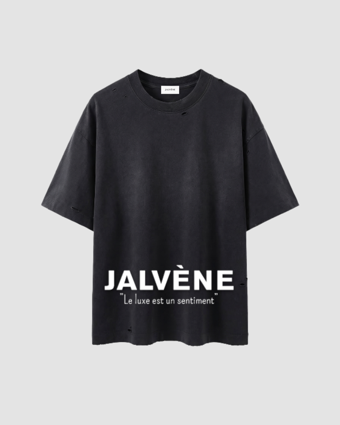 LE REVENANT — t-shirt vintage washed destroy oversize JALVÈNE, coloris Noir Encre