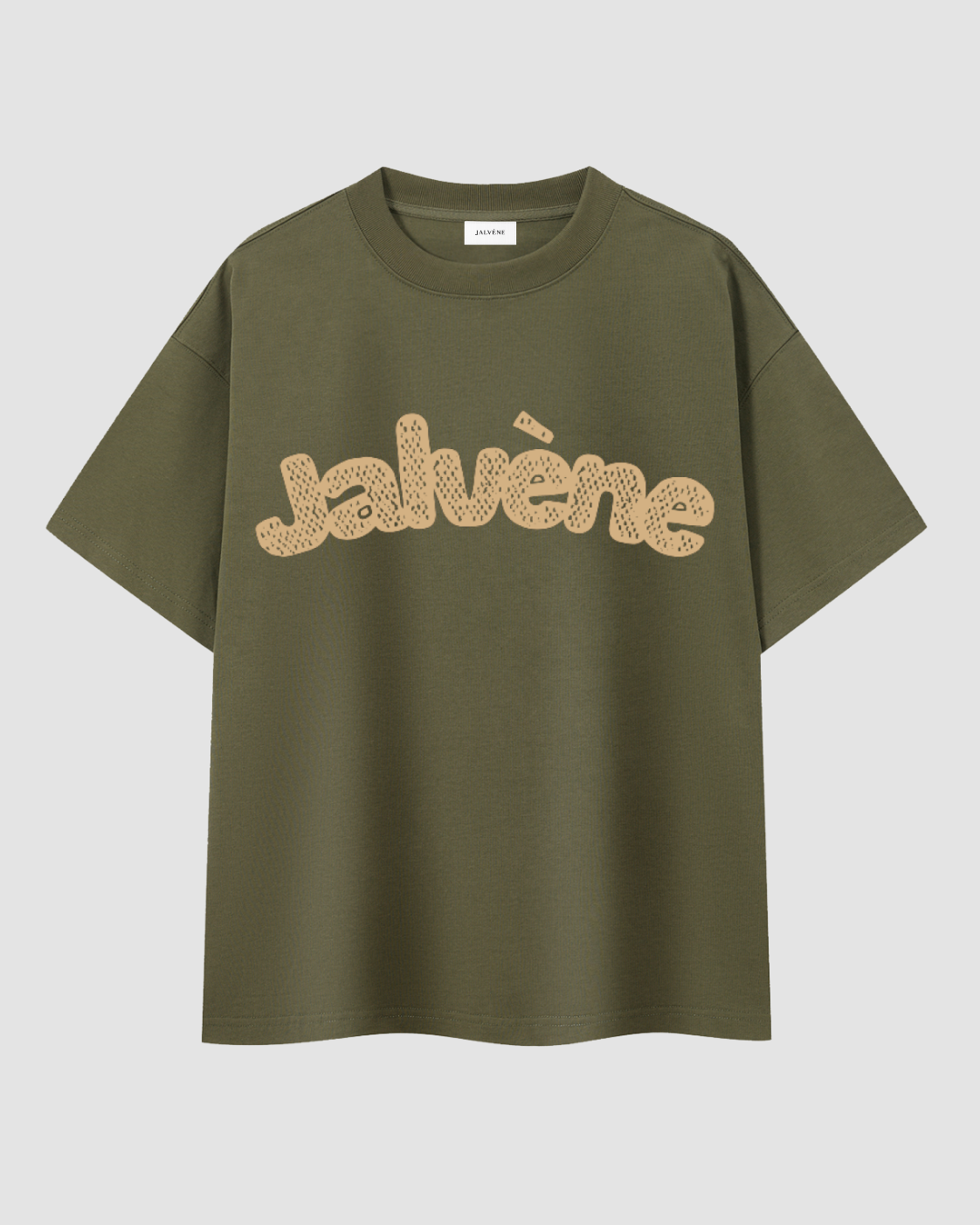 L'INSOUCIANCE — t-shirt oversize crème logo bubble JALVÈNE, coloris Vert Pin