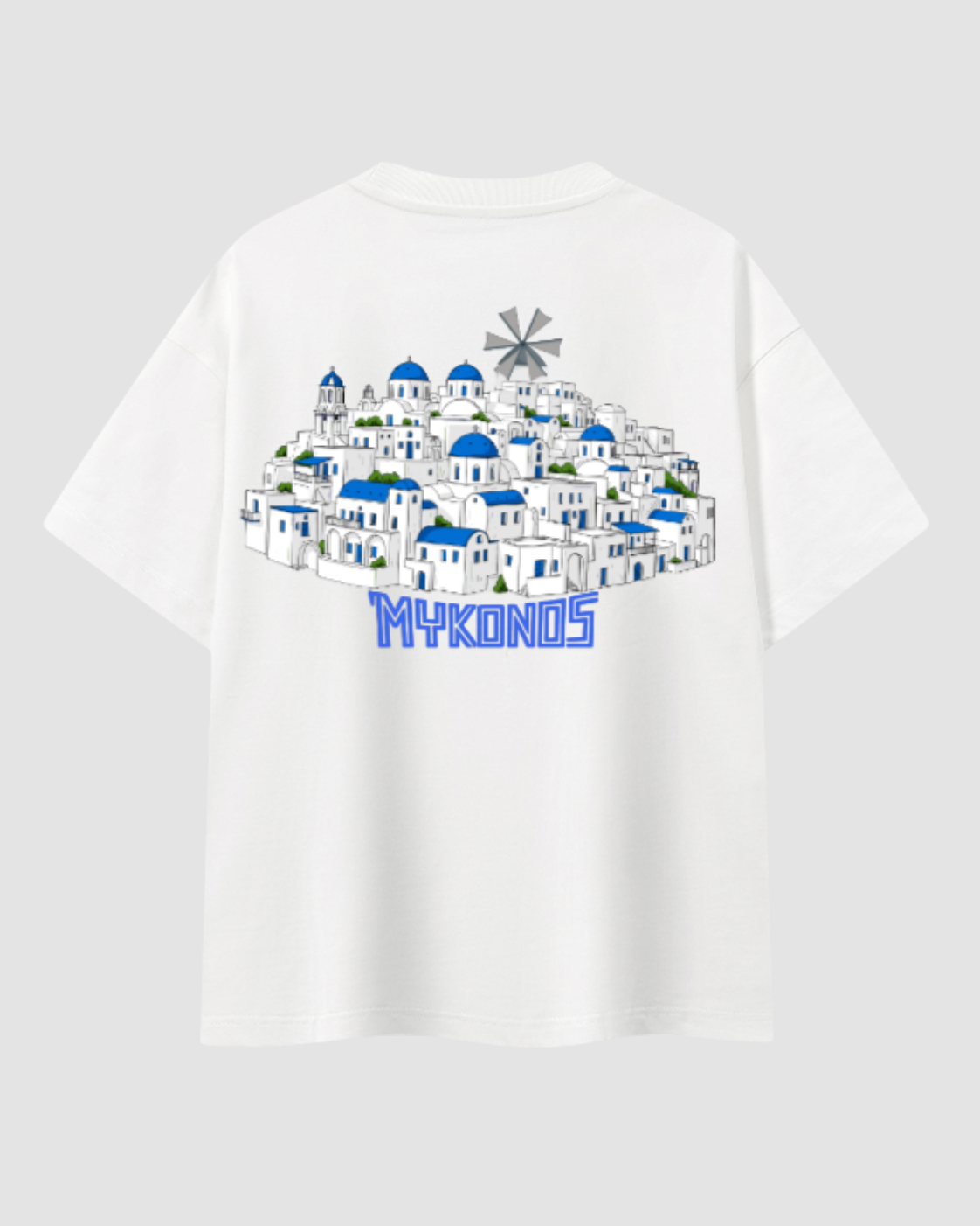 MYKONOS — t-shirt oversize architecture grecque JALVÈNE, coloris Blanc Lait