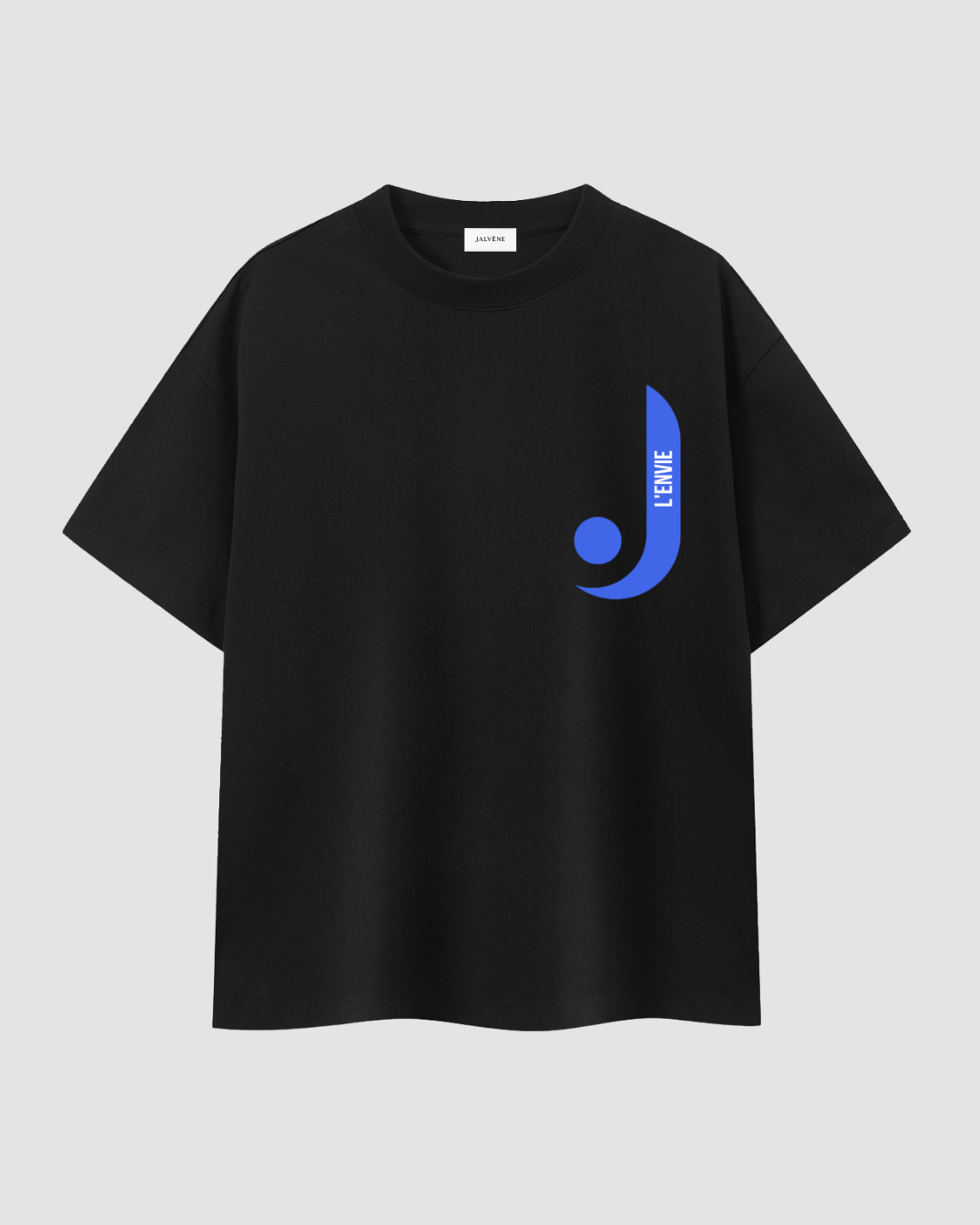 L'AZUR — t-shirt oversize bleu ciel imprimé L'ENVIE JALVÈNE, coloris Noir Encre