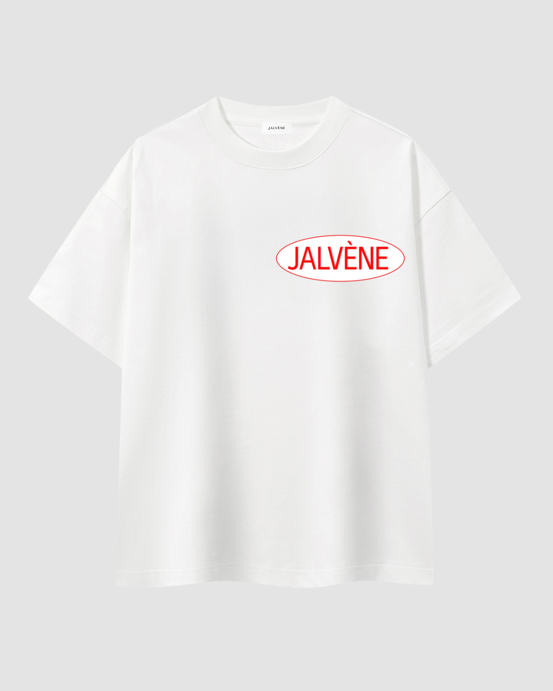 L'ESTAMPILLE — t-shirt oversize noir logo rouge vintage JALVÈNE, coloris Blanc Lait