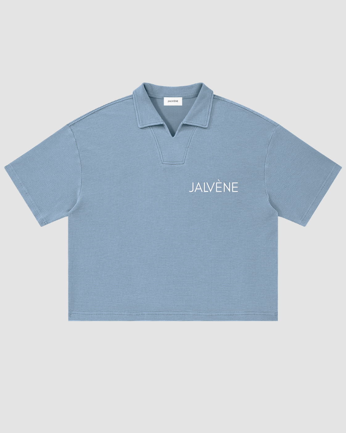 LE GAUFRÉ — polo boxy maille gaufrée wash vintage JALVÈNE, coloris Bleu Azur