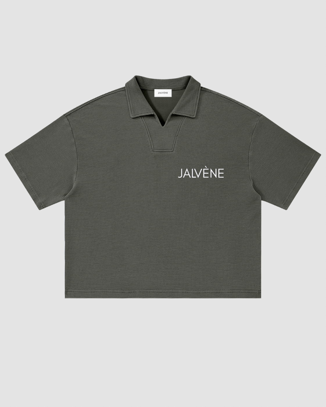 LE GAUFRÉ — polo boxy maille gaufrée wash vintage JALVÈNE, coloris Vert Olivier