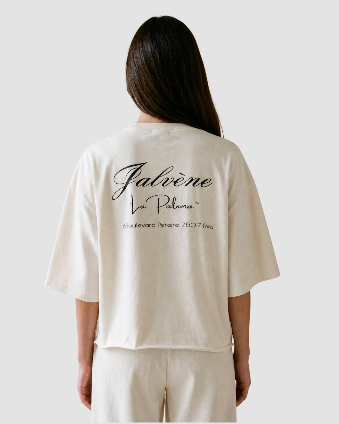 LA PALOMA — t-shirt boxy lavé minéral écru ourlet brut JALVÈNE