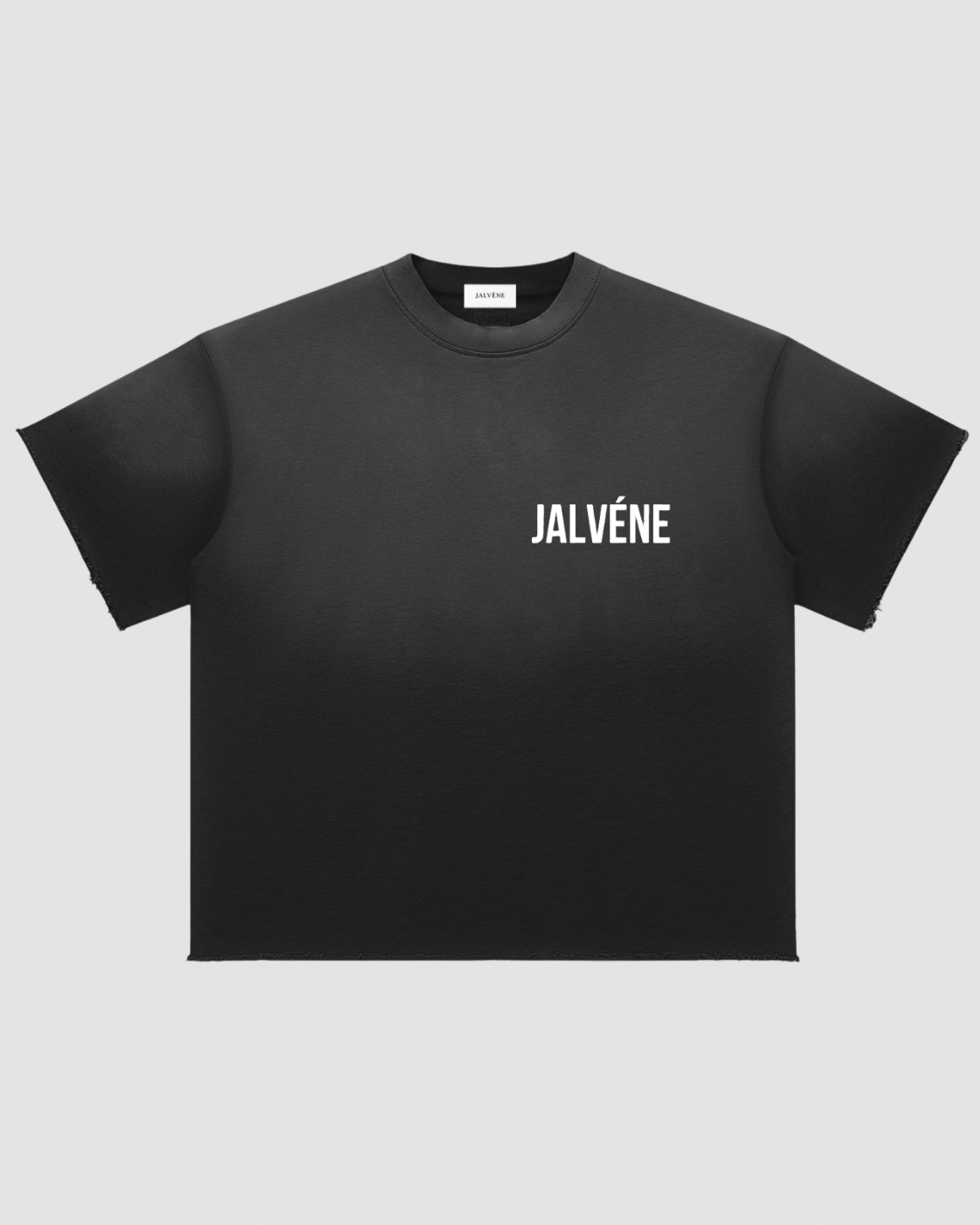 L'OMBRE — t-shirt sun-fade raw edge oversize JALVÈNE, coloris Noir Encre