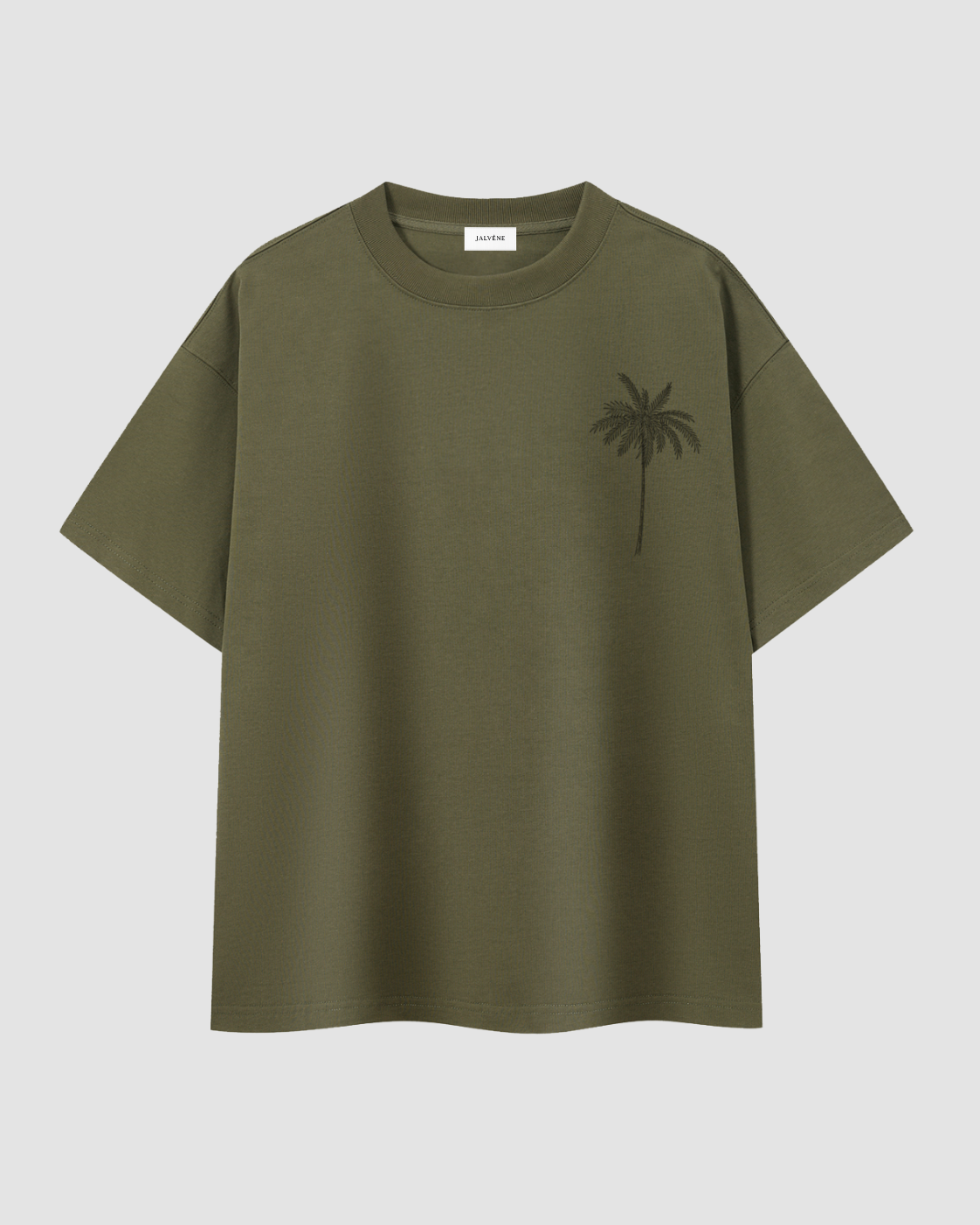 PUERTO RICO — t-shirt oversize palmier carte postale JALVÈNE, coloris Vert Pin