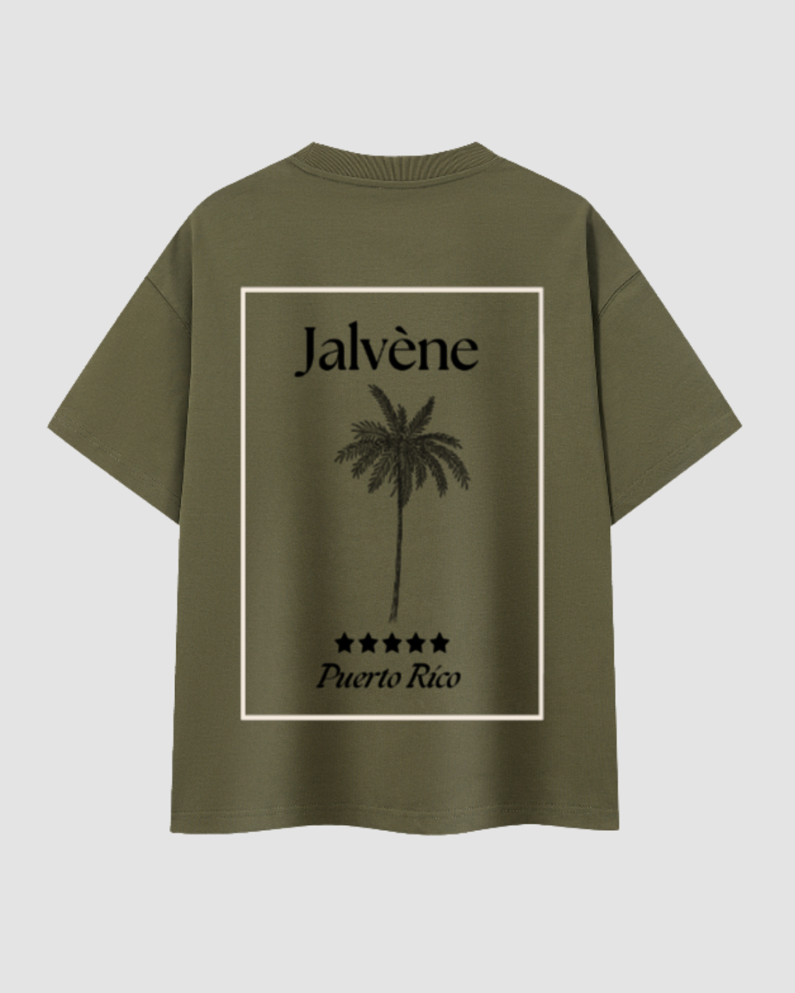 PUERTO RICO — t-shirt oversize palmier carte postale JALVÈNE, coloris Vert Pin