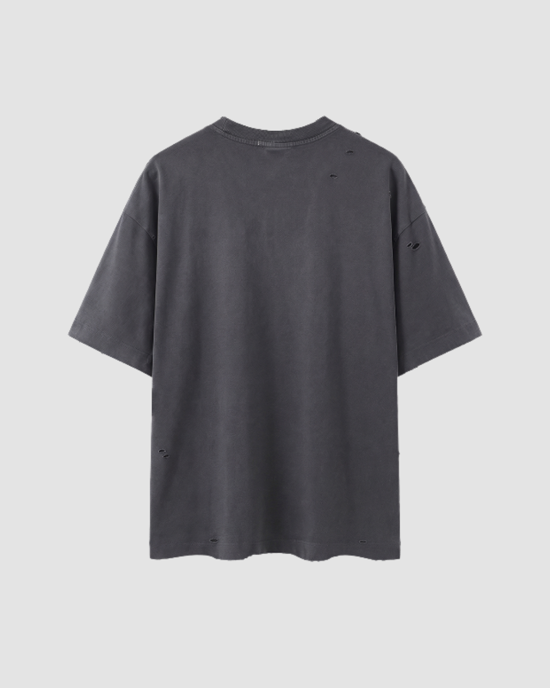 LE REVENANT — t-shirt vintage washed destroy oversize JALVÈNE, coloris Gris Ardoise
