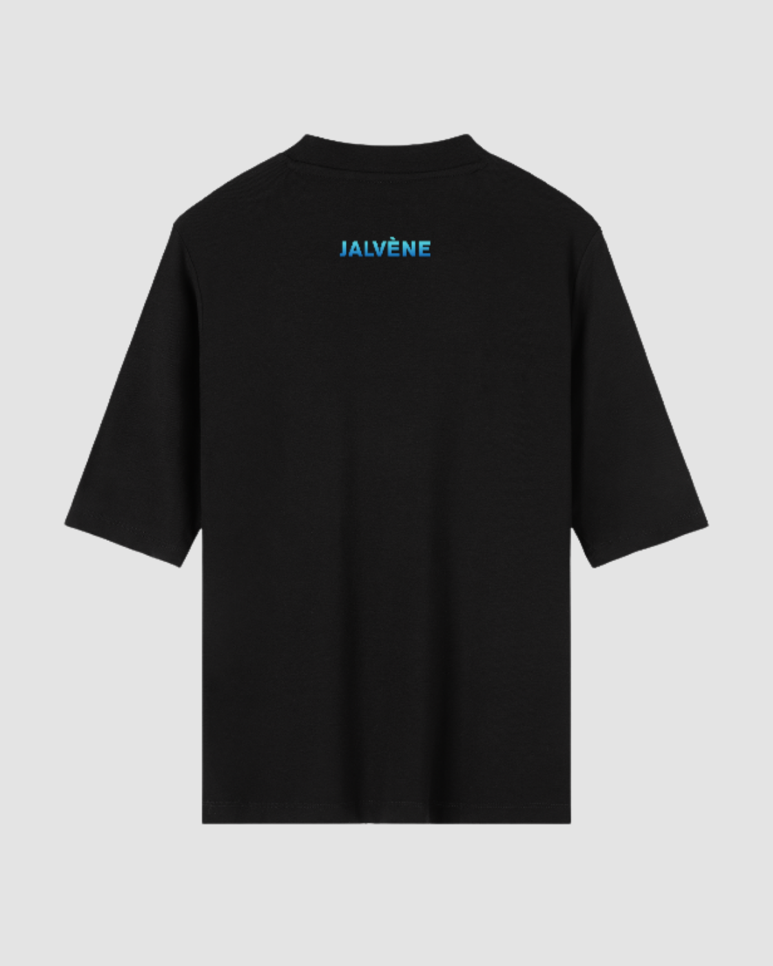 LA PROMESSE — t-shirt mock-neck oversize signature bleu Klein JALVÈNE, coloris Noir Encre