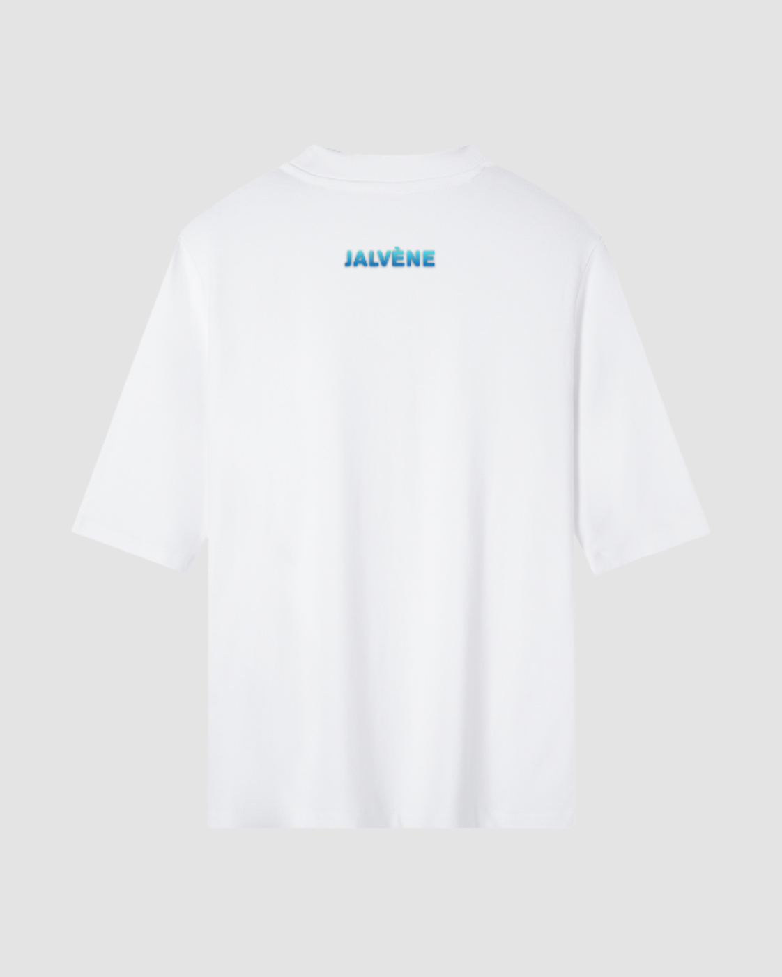 LA PROMESSE — t-shirt mock-neck oversize signature bleu Klein JALVÈNE, coloris Blanc Lait