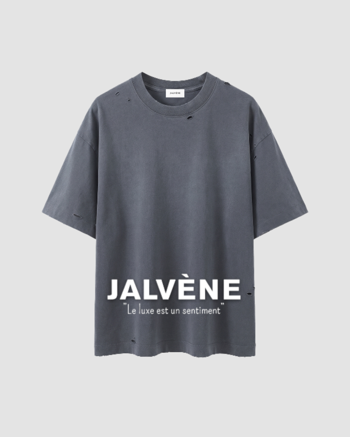 LE REVENANT — t-shirt vintage washed destroy oversize JALVÈNE, coloris Bleu Marine