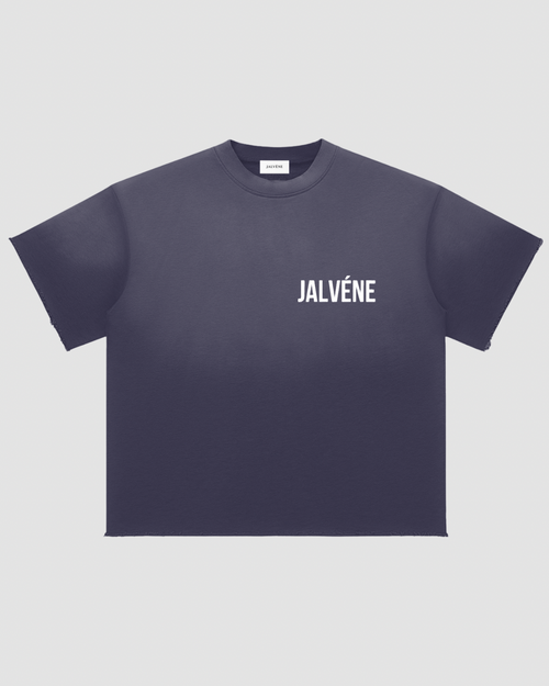L'OMBRE — t-shirt sun-fade raw edge oversize JALVÈNE, coloris Bleu Marine
