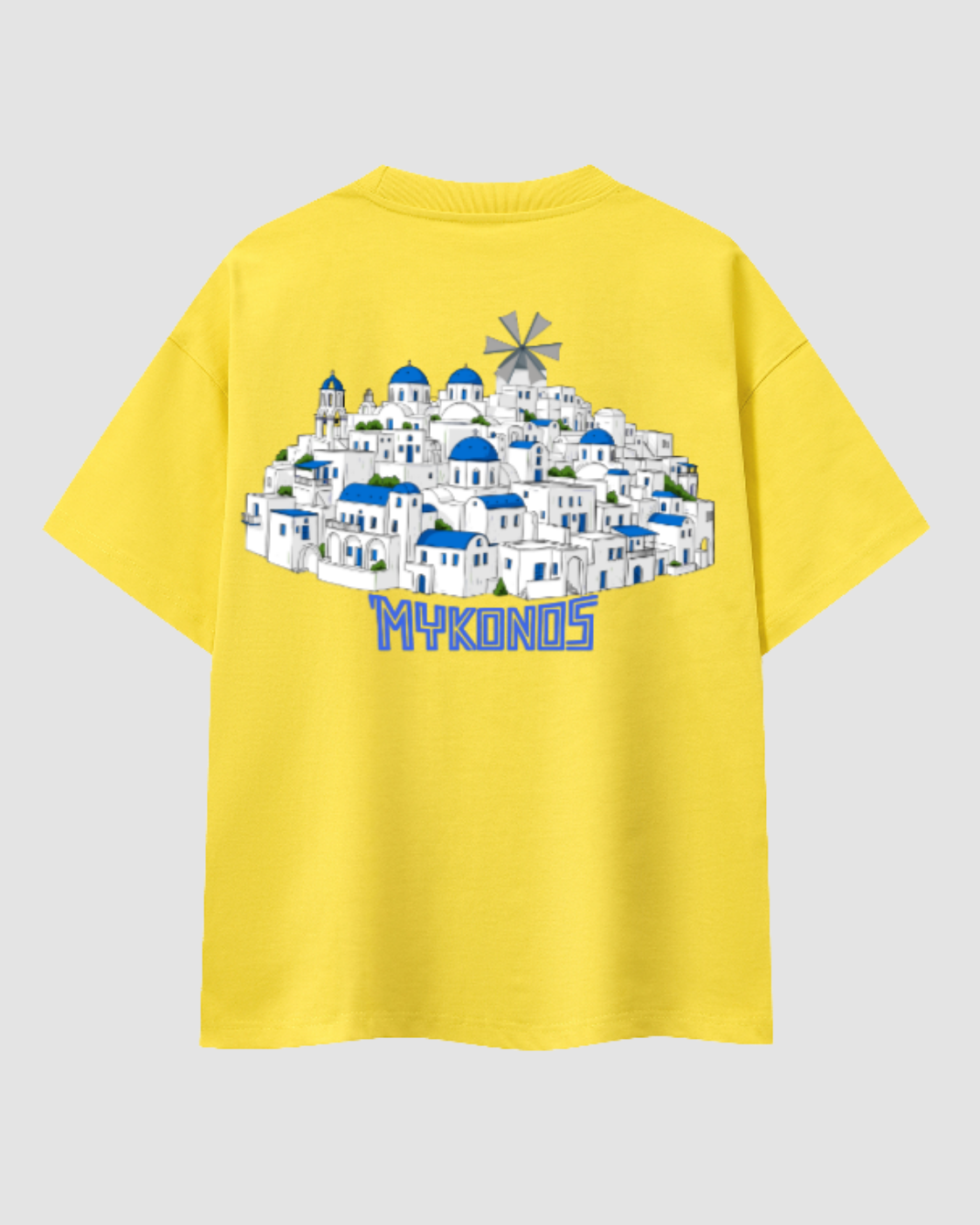 MYKONOS — t-shirt oversize architecture grecque JALVÈNE, coloris Jaune Citron