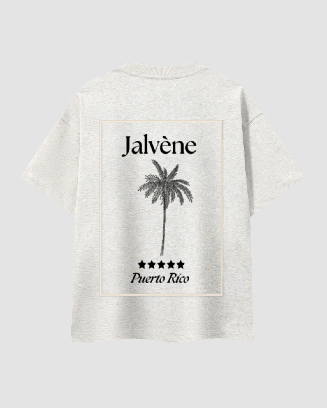 PUERTO RICO — t-shirt oversize palmier carte postale JALVÈNE, coloris Gris Sable