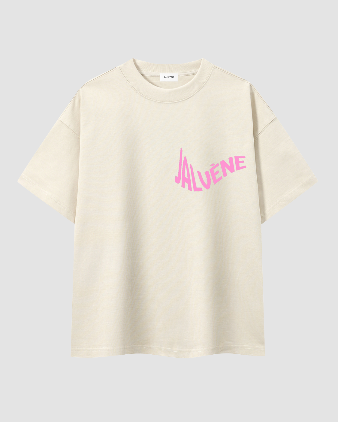L'AURORE — t-shirt oversize gris chiné signature rose néon JALVÈNE, coloris Orange Abricot
