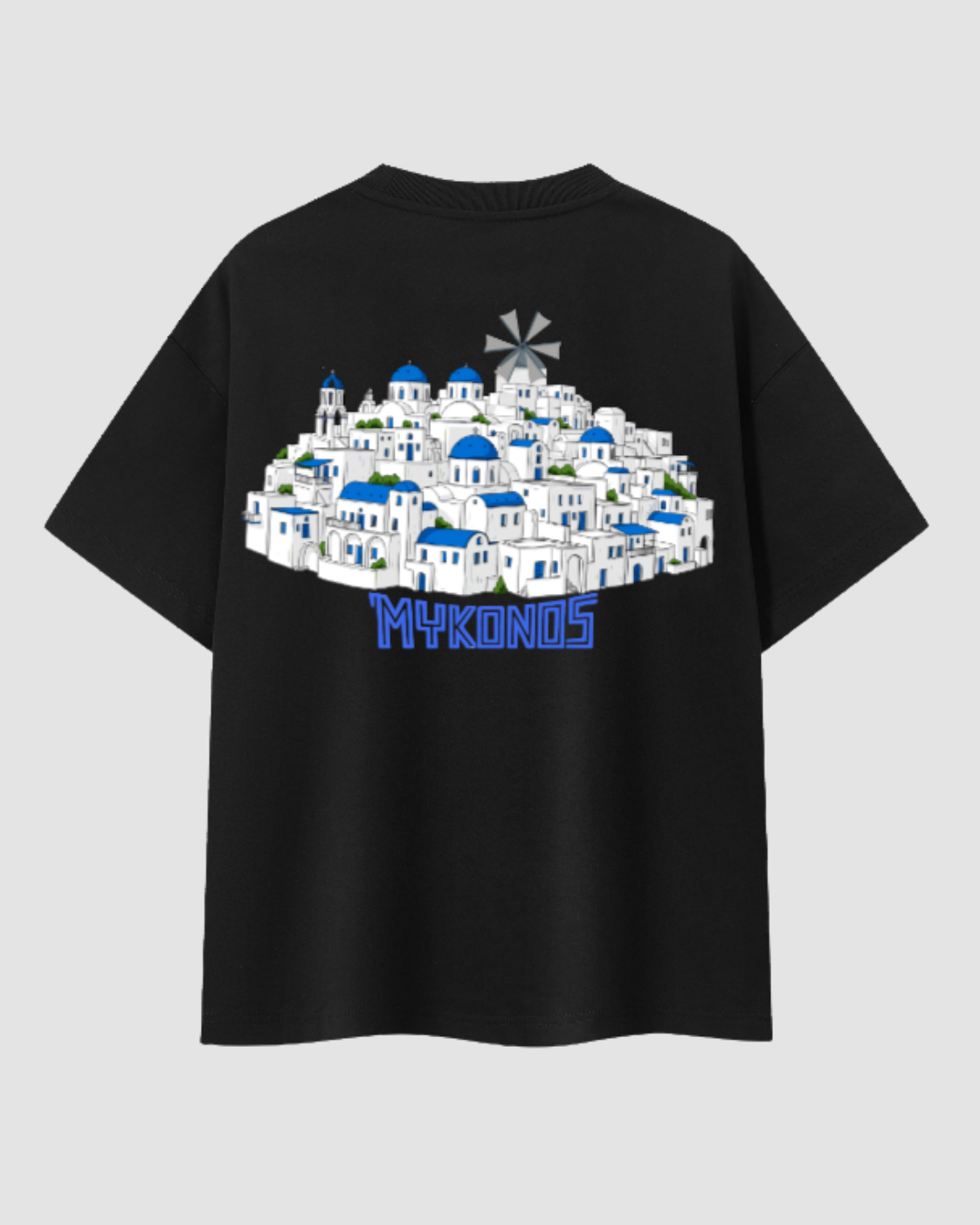 MYKONOS — t-shirt oversize architecture grecque JALVÈNE, coloris Noir Encre