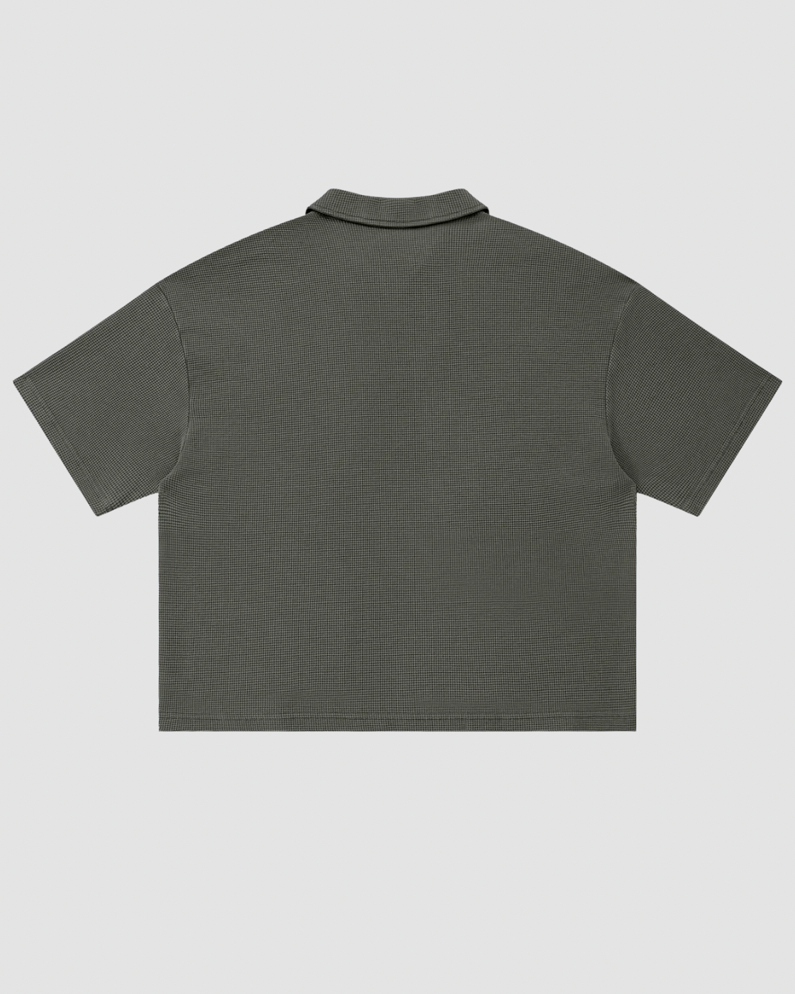 LE GAUFRÉ — polo boxy maille gaufrée wash vintage JALVÈNE, coloris Vert Olivier
