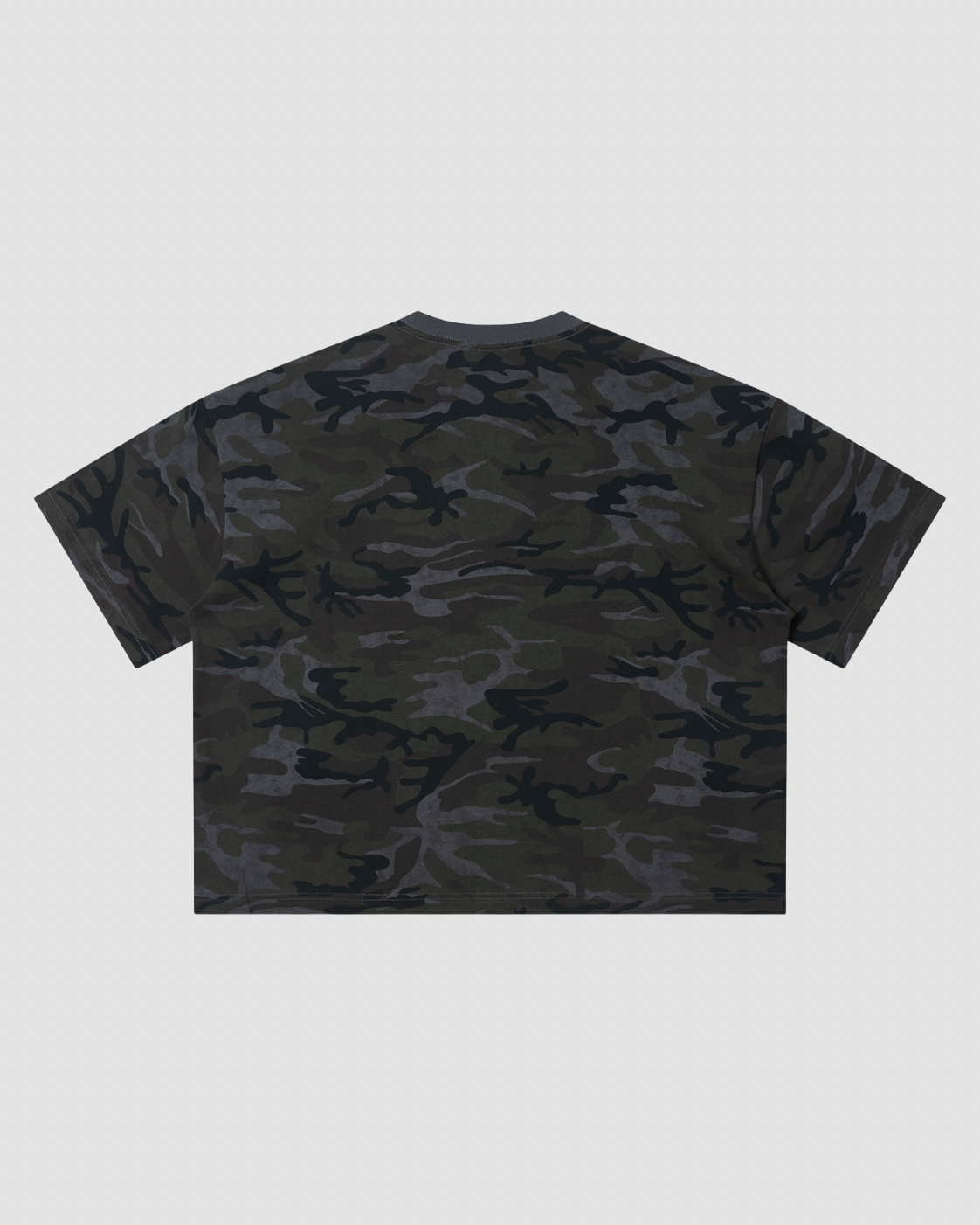 LA RECRUE — t-shirt boxy oversize camouflage unisexe JALVÈNE, coloris Gris Brume